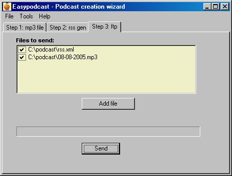 Step 3: FTP Uploader for needed files (mp3 + rss)