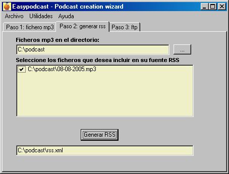 Paso 2: Creación automática de canal RSS basado en los ficheros mp3 seleccionados